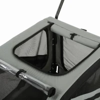 PawHut 2-In-1 Pet Bike Trailer Dog Stroller Pushchair with Universal Wheel Reflector Flag Grey(m-10)