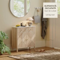 HOMCOM Bufet din Lemn cu 2 Sertare, Dulap și Blat cu Efect de Marmură, 77x30x80 cm, culoare Stejar(m-9)