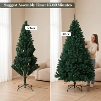 HOMCOM 7ft Artificial Christmas Tree, Fir Hinged Xmas Tree with 1100 Branch Tips, Foldable Steel Stand, Green(m-7)
