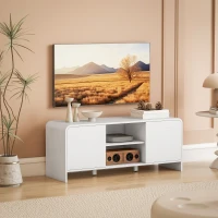 HOMCOM Meuble TV meuble télé pour téléviseur jusqu'à 55 pouces 2 portes 2 compartiments étagère réglable 110x35x45cm blanc(m-10)