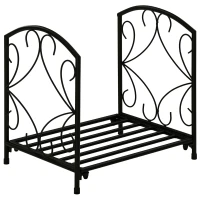 Outsunny Range-bûches porte buche de cheminée pieds surélevés pour intérieur et extérieur, cadre en métal, 39,5x31,5x39,5cm, noir(m-11)