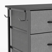 HOMCOM Chest of Drawers, Dresser with 5 Fabric Drawers, Tall Storage Unit with 4 Pockets and 2 Hooks Steel Frame, Charcoal Grey(m-12)
