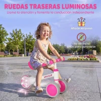 AIYAPLAY Bicicleta sin Pedales Limitado a 135° Asiento Ajustable Ruedas Traseras con Luces para Niños y Niñas de 1 a 2 Años Rosa(m-4)