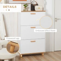 HOMCOM Narrow Shoe Cabinet, Slim Shoe Storage Cabinet with 3 Flip Drawers and Adjustable Shelves, 12 Pair of Shoes Organizer for Hallway, Entryway, White(m-8)