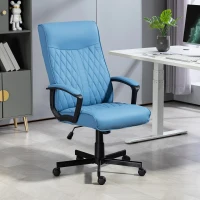 Vinsetto Silla de Escritorio Basculante Tapizado en PU con Respaldo Alto y Altura Ajustable Carga 120 kg 65x72x102-112,5 cm Azul(m-10)