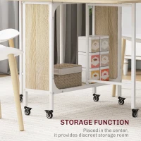 HOMCOM Six-Person Drop Leaf Dining Table - Natural/White(m-5)