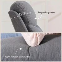 HOMCOM Sillón Reclinable Manual 150° Sillón Relax Tapizado en Tela Aspecto Lino con Reposapiés y Reposabrazos Acolchados Girs(m-8)