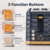 HOMCOM Toaster, Toaster 4 Slice with 7 Browning Levels, High Lift, Reheat/Defrost/Cancel, Dark Blue(m-6)