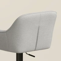 HOMCOM Banquetas de Bar Conjunto de 2, Banquetas em Chenille, Altura Ajustável, Rotação 360°, Encosto e Apoiápés, Cinza(m-8)