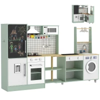 AIYAPLAY Cuisine Enfant Jouet d'Imitation, Micro-Ondes, Four, Plateau Rotatif sur Roulettes, 160x32x97,5cm, Vert Clair(m-18)