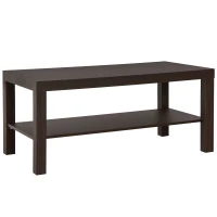 HOMCOM Mesa de Centro Moderna Mesa Baja con 2 Estantes de Almacenamiento Mesita para Salón Carga 20 kg 90x45x44,5 cm Nogal(m-11)