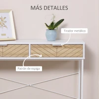 HOMCOM Mesa de Consola Estrecha con 2 Cajones Diseño de Líneas Talladas Estilo Moderna Blanco y Roble(m-6)