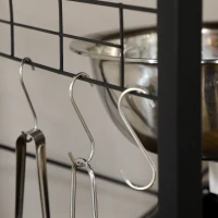 HOMCOM Scaffale Cucina con Multipresa, Ripiani e Ganci Stile Industriale, 60x42x153cm, Marrone(m-9)