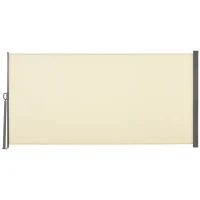 Outsunny Retractable Sun Side Awning Screen Fence - Patio Garden Wall Balcony Screening Panel Outdoor Blind Privacy Divider (3x1.6M, Cream White)(m-1)