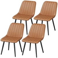 HOMCOM Set de 2 scaune de sufragerie moderne, spătar și șezut curbat, cu tapițerie sintetică, 51x61x78cm, maro(m-9)