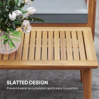 Outsunny 4-Piece Wooden Garden Furniture Set with Cushions - Teak(m-8)