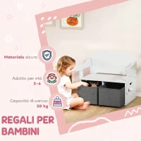 AIYAPLAY 3 in 1 Panca Porta Giochi per Bambini 3-6 Anni, Convertibile in Tavolo e Sedia con 2 Contenitori, Bianco(m-7)
