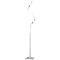 HOMCOM Dimmable Floor Lamp for Living Room, Modern Spiral Standing Lamp with 3 Adjustable Brightness and Square Base, Silver(m-1)