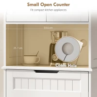 HOMCOM 172 cm Tall Kitchen Pantry Cupboard w/ Small Open Counter, Freestanding Kitchen Cabinet w/ 2 Adjustable Shelves, White(m-5)