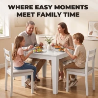 HOMCOM Dining Table for 4, 80L x 80W x 75Hcm, Modern Square Kitchen Table, White(m-7)