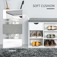 HOMCOM Shoe Storage Bench with Cushion - White(m-6)