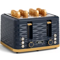 HOMCOM Toaster, Toaster 4 Slice with 7 Browning Levels, High Lift, Reheat/Defrost/Cancel, Dark Blue(m-13)