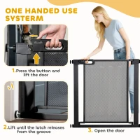 PawHut Dog Safety Gate, for Hallways, Staircases, Doors w/ Automatic Closing Door - Black(m-4)