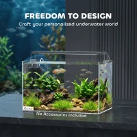PawHut Fish Tank Bare Glass for DIY Glass Aquarium with Protective Base Mat 24L Transparent for Fish Shrimps(m-4)