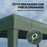 Outsunny Gazebo da Giardino 6x3 m per Eventi con Pareti Rimovibili e Finestre Trasparenti, Verde(m-6)
