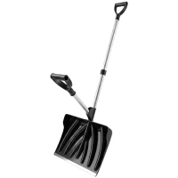 Outsunny Heavy-Duty Snow Shovel with Assist Handle, Portable Snow Pusher with 45cm Wide Blade, Detachable Aluminium Handle(m-15)