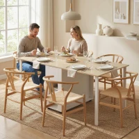 HOMCOM Table à manger pliante pour 6 personnes 39-168 cm, table de cuisine avec 2 tiroirs et 4 étagères ouvertes, blanc(m-11)
