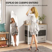 HOMCOM Espejo de Pie Cuerpo Entero sin Marco Espejo de Pie Forma Irregular con Soporte 40x4x160 cm Negro y Plata(m-4)