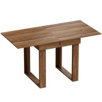 HOMCOM Folding Dining Table Under-Table Storage Extendable Kitchen Table Steel Rail Grey Wood Effect(m-1)