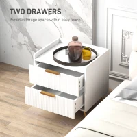 HOMCOM Elegant Two-Drawer Bedside Table - White(m-5)