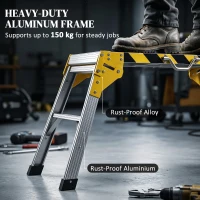 HOMCOM Work Bench, Foldable Aluminium Alloy Tool Stand with Handle, Non Slip, 150 kg, 110 x 32 x 50 cm(m-4)