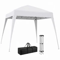 Outsunny Gazebo Pieghevole da Giardino 2.4x2.4m con Struttura in Acciaio e Corde Antivento, Bianco(m-11)