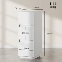 HOMCOM Set de 2 noptiere cu 2 sertare și raft deschis, moderne și compacte, 25x30x65 cm, alb(m-3)