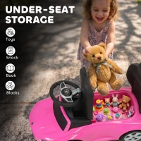AIYAPLAY 3 in 1 Licensed Benz Ride on Push Car with Handle, Canopy, Guardrails, Horn, Music, Storage for 12-36 Months, Pink(m-7)