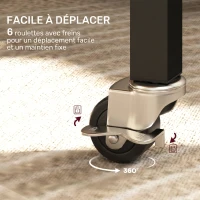 HOMCOM Table à Manger Pliante sur Roulettes pour 4-6 Personnes 120 cm, Roues avec Freins, 2 Abattants, Style Industriel, Gris(m-5)