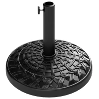 Outsunny 12kg Garden Parasol Base, Round Resin Garden Umbrella Base, Heavy Duty Parasol Stand for 38mm or 48mm Outdoor Umbrella Poles, Black(m-11)