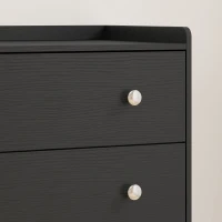 HOMCOM 4 Drawer Chest of Drawers, Modern Dresser for Bedroom, Storage Cabinet for Living Room Entryway, Black Wood Effect(m-10)