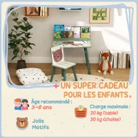 AIYAPLAY Table Enfant avec Chaise, Ensemble Table et Chaise en Bois pour Dessiner, Jouer, Étudier, Cadeau pour 3-8 Ans, Vert(m-7)