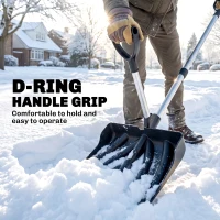 Outsunny Heavy-Duty Snow Shovel with Assist Handle, Portable Snow Pusher with 45cm Wide Blade, Detachable Aluminium Handle(m-5)