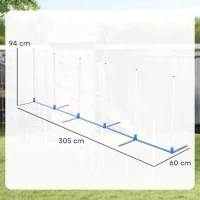 PawHut Dog Agility Equipment Training Adjustable Obstacle Course Set with 6 Weaves Poles Storage Bag for Pet Outdoor Games Exercise(m-3)