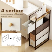 HOMCOM Comodă Slim Salvaspatiu cu 4 Sertare Pliabile din Material Textil, Oțel și Lemn, 20x47x84.5 cm, Multicolor(m-5)