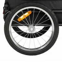 PawHut 2-In-1 Pet Bike Trailer Dog Stroller Pushchair with Universal Wheel Reflector Flag Grey(m-11)