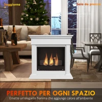 HOMCOM Camino a Bioetanolo con 3 Bruciatori da 0.4L, Pannello in Vetro e Copertura 18㎡, 76x28x76cm, Bianco(m-7)