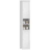 HOMCOM Dulap înalt pentru baie, mobilier de depozitare cu 2 uși, 2 compartimente deschise, poliță reglabilă, alb(m-9)