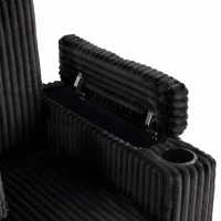 HOMCOM 2 Seater Sofa Bed, Pull Out Sleeper Sofa w/ Adjustable Backrest, Storage Armrests, Cup Holders, Side Pockets, Black(m-10)