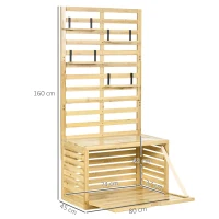 Outsunny Cassapanca da Giardino con Traliccio e 4 Ripiani in Legno con Chiusura Magnetica, 80x45x160 cm(m-3)
